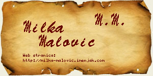 Milka Malović vizit kartica